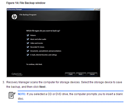 Screenshot from support disc sent by manufacturer